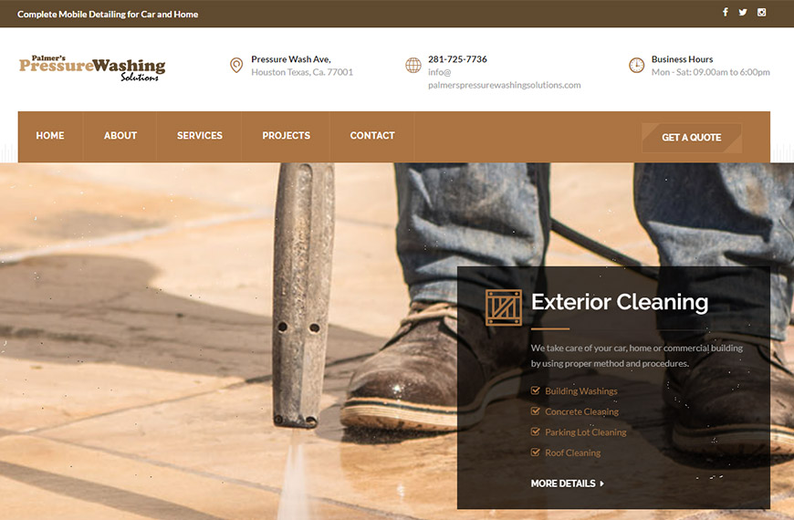 Palmers Pressure Washing Solutions Website Cover